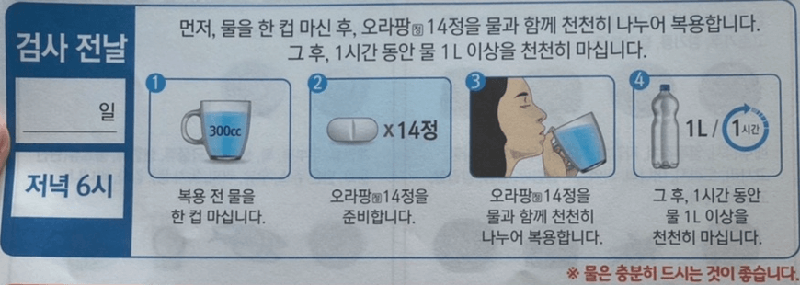 오라팡 복용법 (검사전날) 설명서